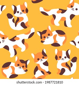 Simple trendy pattern with spotted cat. Cartoon vector illustration for prints, clothing, packaging and postcards. 