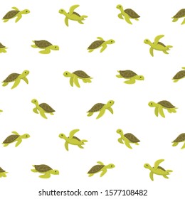 Simple trendy pattern with style cartoon turtle. Cartoon vector illustration for prints, clothing, packaging and postcards.