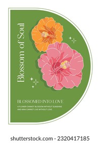 A simple and trendy style card, invitation, panel design frame illustration with a picture of a Hibiscus Flower. Card template for confession, love, thank you, wedding, party etc.