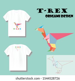 Simple t-rex dinosaur logo origami