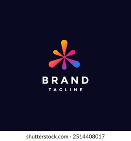 Diseño de logotipo de salpicadura colorida de triángulo simple. Diseño de logotipo de salpicadura colorida de seis direcciones.