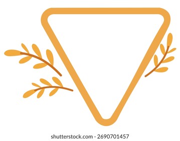 Simple triangle frame decorated with leaves for autumn layout