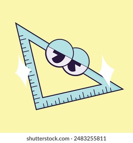 simple triangle ruler calendar mascot icon illustration