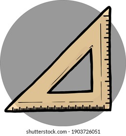 Simple triangle ruler cartoon style illustration vector