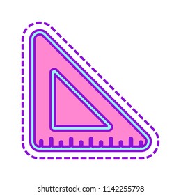 simple triangle, ruler. Colored sketch with dotted border on white background