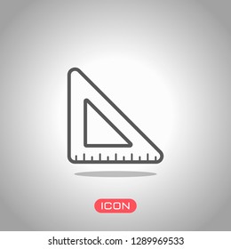 simple triangle, ruler. Icon under spotlight. Gray background