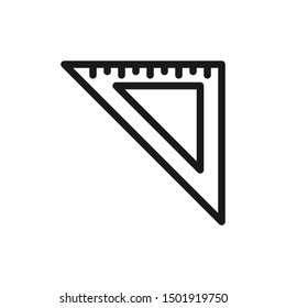 Simple triangle ruler icons with scale in line style design on white background. Suitable for stationery, school, tools sign and website app. Pixel Perfect 48x48. Vector illustration EPS 10.