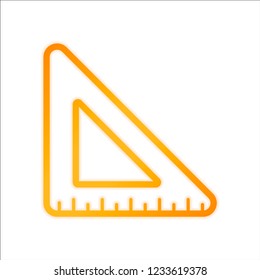 simple triangle, ruler. Orange sign with low light on white background
