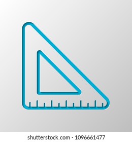 simple triangle, ruler. Paper design. Cutted symbol with shadow