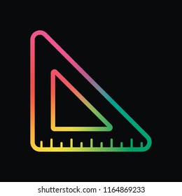 simple triangle, ruler. Rainbow color and dark background