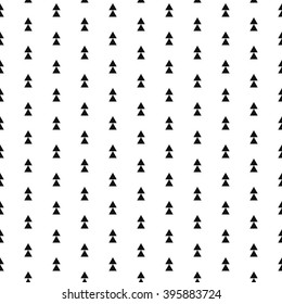 Simple triangle shape black and white seamless pattern. Vector geometric monochrome starlight background. Triangle classic ornament.