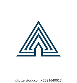 simple triangle shape line professional logo vector illustration template design