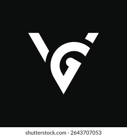 Simple triangle shape logo with letter Vg or Gv, designed for stock market, finance, and corporate branding. Clean, minimal, and modern concept ideal for business identity and professional use.