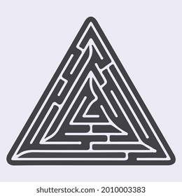 simple triangle shaped maze cut out vector