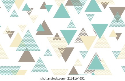 Simple triangle shapes seamless pattern vector design. Fashionable print. Colorful triangles motion background. Triangular shapes scandinavian repeating pattern.