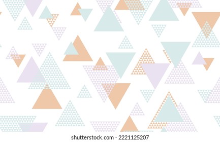 Simple triangle shapes seamless pattern vector design. Fashionable print. Colorful triangles motion. Triangular shapes scandinavian repeating pattern.