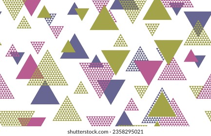 Simple triangle shapes seamless pattern vector design. Textile print. Colorful triangles motion backdrop. Triangular shapes scandinavian seamless pattern.