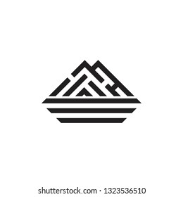 simple triangle stripes geometric mountain logo vector