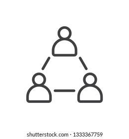 Simple Of Triangle Three People Or Person Community Connection Network Concept Linear Outline Icon - Illustration, Vector, EPS 10.