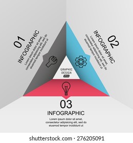 simple triangular diagram template infographic three parts