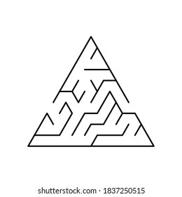 A simple triangular maze with a solution. Puzzle for children