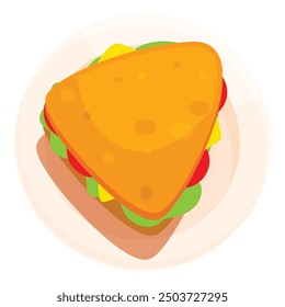 Simple triangular toasted sandwich is served on a plate, perfect for a quick lunch or snack