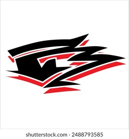 diseño de calcomanía de coche tribal simple en Vector negro y rojo
