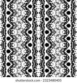 Simple Mano Tribal Batik. Patrón bohemio de color negro. Textil de Doodle de Arte de Color Negro. Impresión Geo Oscura Impresionante. Resumen del patrón de tinta azteca. Vector de escrúpulos nativos. Resumen de vectores étnicos de arte