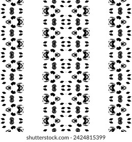 In: Simple Tribal Ikat Batik. Schwarzes afrikanisches Farbmuster. In: Native Art Scribble Vector. Schwarze Farbe Tinte Doodle Textur. Ethnische Handschrift dunkel. In: Doodle Aztec Dark Pattern. Nahtlose Tinte Ethnic Design