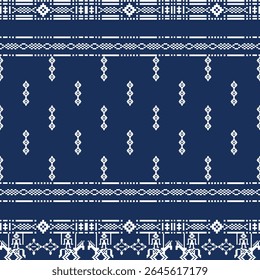 Vector sin costuras de inspiración tribal simple sobre fondo azul.