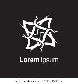 simple tribal logo white color on black background