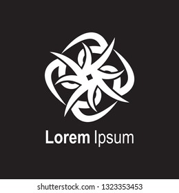 simple tribal logo white color on black background