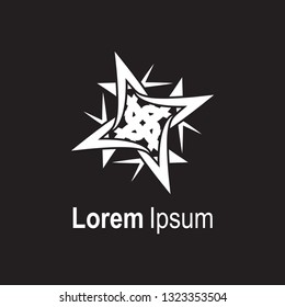 simple tribal logo white color on black background