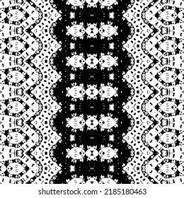 Simple Batik Tribal Wavy. Doodle Ikat Ink Batik. Diseño sin inconvenientes Patrón oscuro. Colores negros Textura de guijarros oscuros. Vector de Doodle de Arte Nativo. Patrón Zig Zag de color negro. Vector étnico de tinta transparente