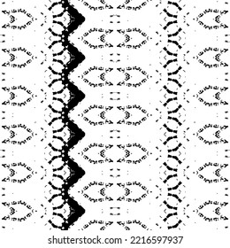 Simple Tribal Wavy Vector. Seamless Design Art Pattern. Black Color Bohemian Pattern. Black Colour Dark Scribble Texture. Doodle Ikat Ink Print. Ethnic Art Doodle Batik. Seamless Ink Native Repeat