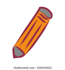 Simple tricolored Vector Icon the Pencil. Graphite pencil, linear clipart of the instrument for writing or drawing