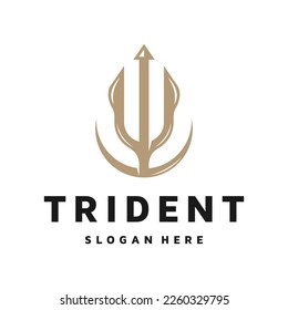Diseño sencillo de logotipo de la compañía Trident Poseidon
