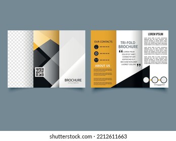 A simple trifold brochure with line icons in the design. Catalog Vector Template. Vector. Flyer for printing.