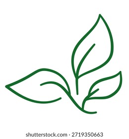 Gráfico minimalista de arte de línea de contorno de rama de brote de hoja triple simple