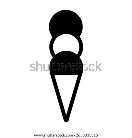 Simple triple scoop ice cream cone icon