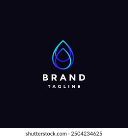 Simple Triple Water Drops Logo Design. Three Lines Water Drop Symbol Become One Logo Design.