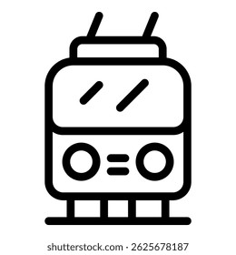 Simple trolleybus icon with wheels and antennas, symbolizing urban mobility
