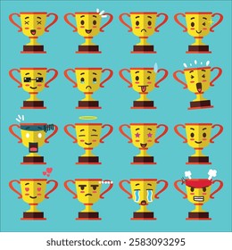 a simple trophy emoticon set for emoji project design element or sticker