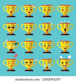 a simple trophy emoticon set for emoji project design element or sticker