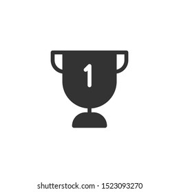 Simple trophy icon in solid style design on white background. Related to business, office, cup, winner, award, website or mobile app and user interface. Vector Illustration Pixel Perfect 48x48.