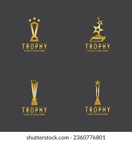 Simple Trophy logo design Vector Template