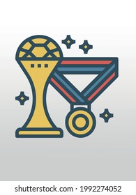Simple trophy related lineal icons ,icon illustration,gradient background