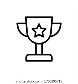Simple trophy with star icon outline vector