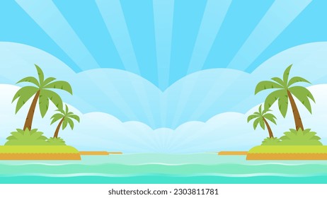 Simple Tropical Beach Vector Background Illustration