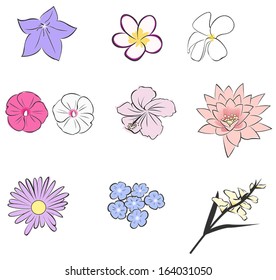 Simple tropical flower icon collection set, create by vector